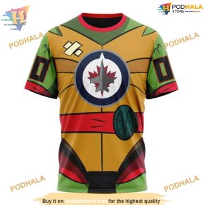 Custom Teenage Mutant Ninja Turtles Design NHL Winnipeg Jets Hoodie 3D 3