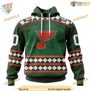 Custom Unisex Celebrate St Patrick's Day NHL St Louis Blues Hoodie 3D 1