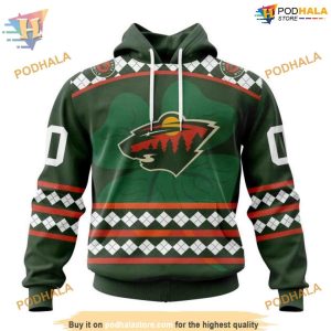 Custom Unisex Hockey Celebrate St Patrick's Day NHL Minnesota Wild Hoodie 3D 1