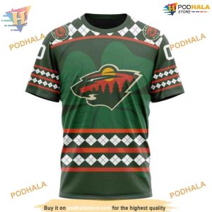 Custom Unisex Hockey Celebrate St Patrick's Day NHL Minnesota Wild Hoodie 3D 3