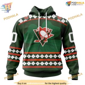 Custom Unisex Hockey Celebrate St Patrick's Day NHL Pittsburgh Penguins Hoodie 3D 1
