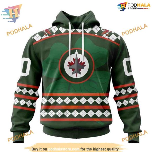 Custom Unisex Hockey Celebrate St Patrick’s Day NHL Winnipeg Jets Hoodie 3D
