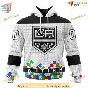 Custom Unisex Hockey Fights Against Autism NHL Los Angeles Kings Hoodie 3D 1