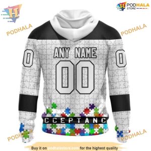 Custom Unisex Hockey Fights Against Autism NHL Los Angeles Kings Hoodie 3D 2