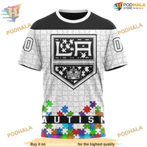 Custom Unisex Hockey Fights Against Autism NHL Los Angeles Kings Hoodie 3D 3