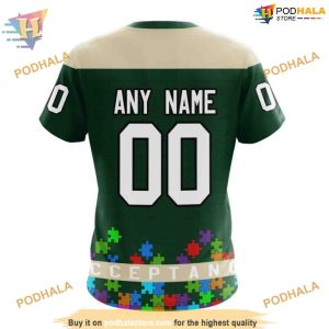 Custom Unisex Hockey Fights Against Autism NHL Minnesota Wild Hoodie 3D 4