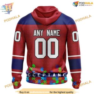 Custom Unisex Hockey Fights Against Autism NHL Montreal Canadiens Hoodie 3D 2