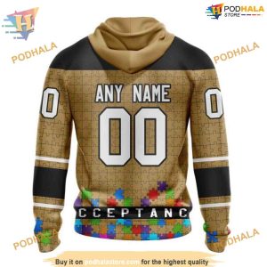 Custom Unisex Hockey Fights Against Autism NHL Ottawa Senators Hoodie 3D 2