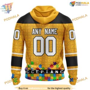 Custom Unisex Hockey Fights Against Autism NHL Pittsburgh Penguins Hoodie 3D 2