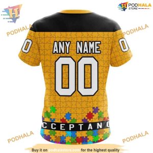 Custom Unisex Hockey Fights Against Autism NHL Pittsburgh Penguins Hoodie 3D 4