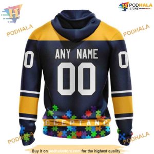 Custom Unisex Hockey Fights Against Autism NHL St Louis Blues Hoodie 3D 2