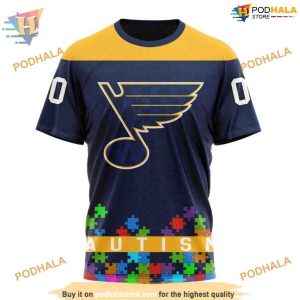 Custom Unisex Hockey Fights Against Autism NHL St Louis Blues Hoodie 3D 3