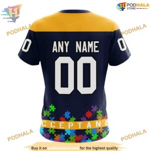 Custom Unisex Hockey Fights Against Autism NHL St Louis Blues Hoodie 3D 4