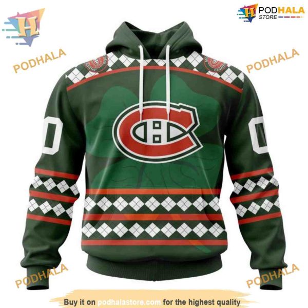 Custom Unisex Hockey St Patricks Day NHL Montreal Canadiens Hoodie 3D