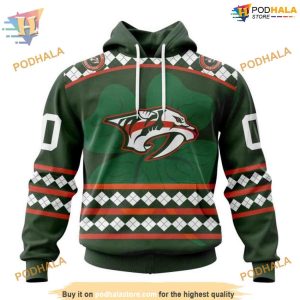 Custom Unisex Hockey St Patricks Day NHL Nashville Predators Hoodie 3D 1