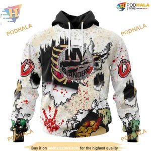 Custom Zombie Style For Halloween NHL New York Islanders Hoodie 3D 1