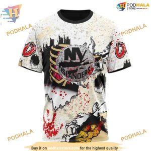 Custom Zombie Style For Halloween NHL New York Islanders Hoodie 3D 3