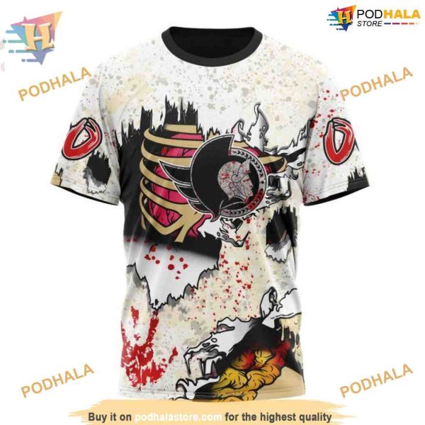 Custom Zombie Style For Halloween NHL Ottawa Senators Hoodie 3D