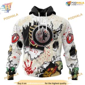 Custom Zombie Style For Halloween NHL Winnipeg Jets Hoodie 3D 1