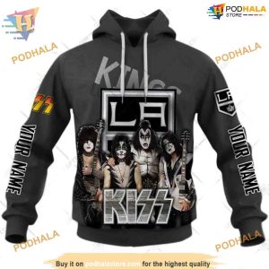 Custom x Kiss Band Style NHL Los Angeles Kings Hoodie 3D 1