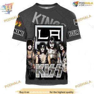 Custom x Kiss Band Style NHL Los Angeles Kings Hoodie 3D 2
