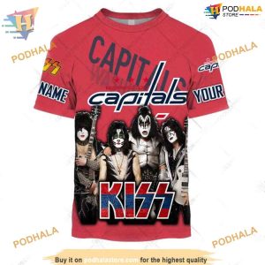 Custom x Kiss Band V2 Style NHL Washington Capitals Hoodie 3D 2