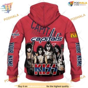Custom x Kiss Band V2 Style NHL Washington Capitals Hoodie 3D 3