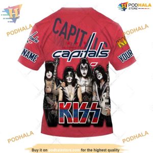 Custom x Kiss Band V2 Style NHL Washington Capitals Hoodie 3D 4