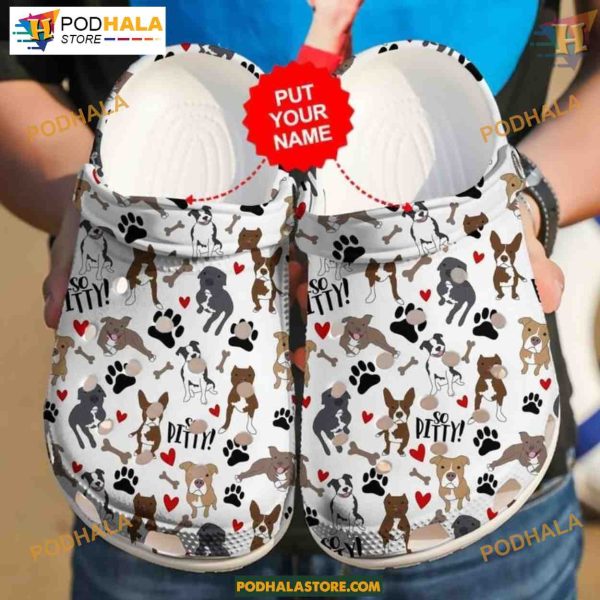 Customizable Dog Pitbull Pattern, Comfortable Crocs Clog Shoes