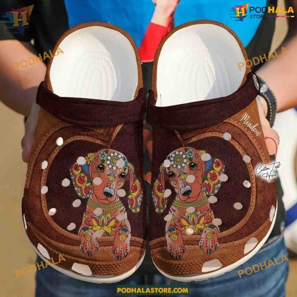 Cute Floral Dachshund Crocs, Unique Presents for Dog Lovers