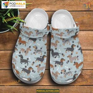 Dachshund Cartoon Frame Pattern Crocs, Best Gift for Dachshund Lovers
