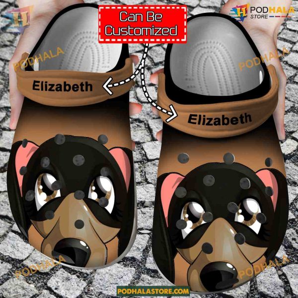 Dachshund Face Print Crocs, Custom Name, Ideal Dachshund Lover Gift