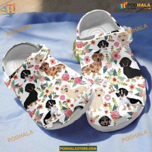 Dachshund Floral Art Crocs, Presents for Dachshund Enthusiasts