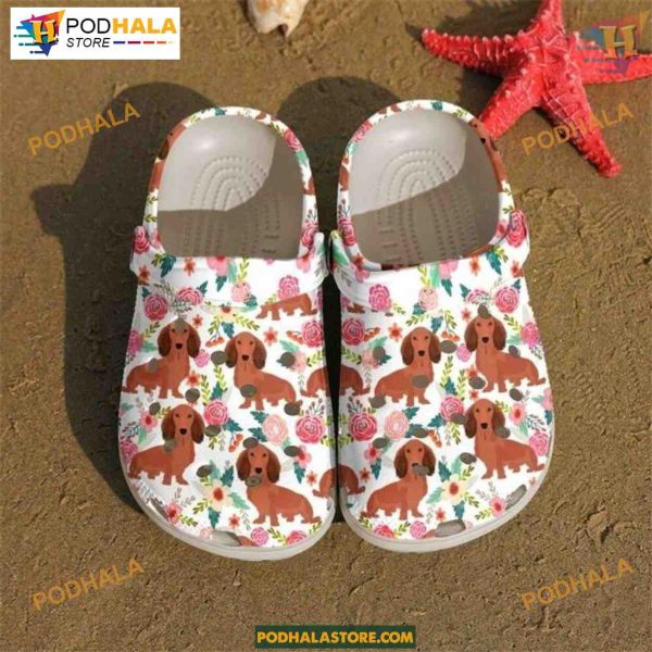Dachshund Puppies Women’s Day Crocs, Floral Gift for Dachshund Moms