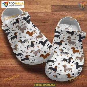 Dog Bone Dachshund Crocs, Paw Print Gifts for Dachshund Admirers