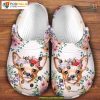Floral Chihuahua Puppy Crocs, Flower Lovers Dog Clog Shoes