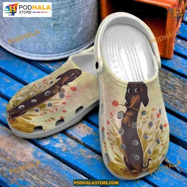 Floral Dachshund Crocband Clogs, Comfortable Mens & Womens Dog Mom Shoes