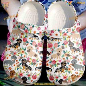 Floral Pattern Dachshund Crocs, Great for Weiner Dog Admirers