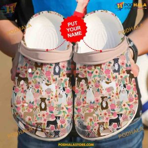 Floral Pitbulls Custom Clog, Unique Dog Lover Crocs Shoes