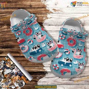 France Bull Dog Pool Party Swimming Crocs, Mother’s Day Gifts, Dog Mom Shoes