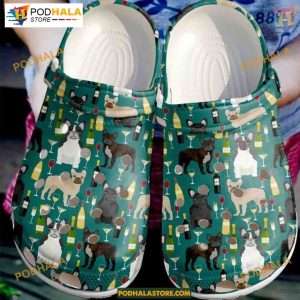 French Bulldog And Wine Crocs, Frenchie Lovers Gifts, Lovely French Bulldog Crocs