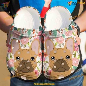 French Bulldog Floral Vibe Unique Crocs Clog Shoes, Frenchie Lover Gifts