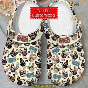 French Bulldog Pattern Animal Print Crocs, Unique French Bulldog Clog Shoes