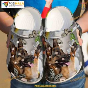 German Shepherd Daisy Flower Design Butterfly Art Crocs for Dog Lovers