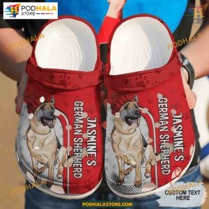 German Shepherd Personalized GM Red Dog Crocs Clog Shoes