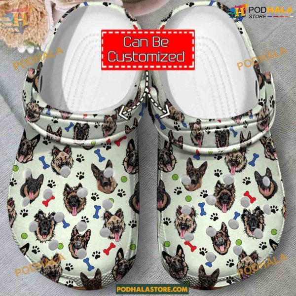 German Shepherds Pattern Crocs, Unique Animal Print Dog Clog Shoes