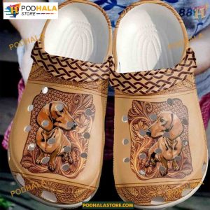 Leather Dachshund Crocband Clogs, Comfortable Dog Mom Gifts for Men & Women