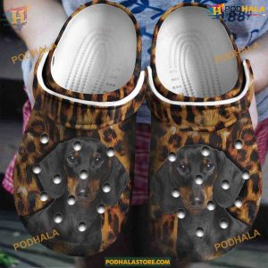 Leopard Background Dachshund Crocs, Weiner Dog Lover Presents
