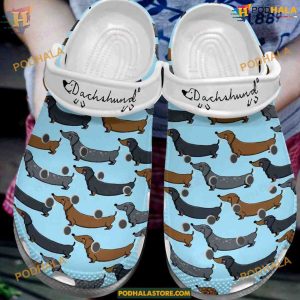 Love Rainbow Dachshund Crocs, Classic Colorful Dog Lover Shoes
