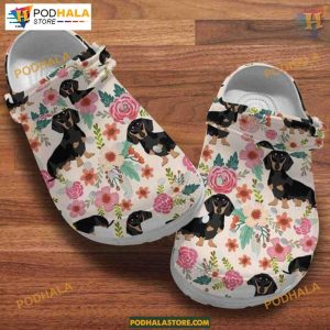 Mother’s Day Dachshund Puppy Crocs, Floral Gift for Dog Lovers